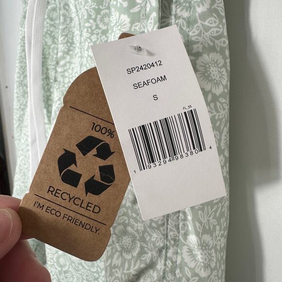 Saks Fifth Avenue Men’s Swim Trunks Sm Seafoam Green Floral Drawstring Recycled - Picture 7 of 8